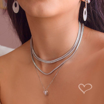 Colar Riviera Eugene 45 cm Zircônias Prata 925 Banhado em Ródio Branco