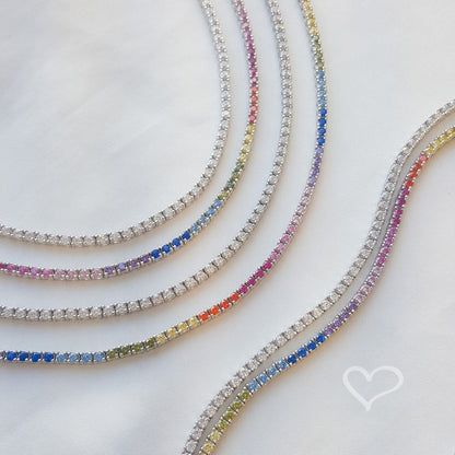 Colar Riviera Eugene 45 cm Zircônias Prata 925 Banhado em Ródio Branco