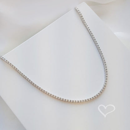 Colar Riviera Eugene 45 cm Zircônias Prata 925 Banhado em Ródio Branco