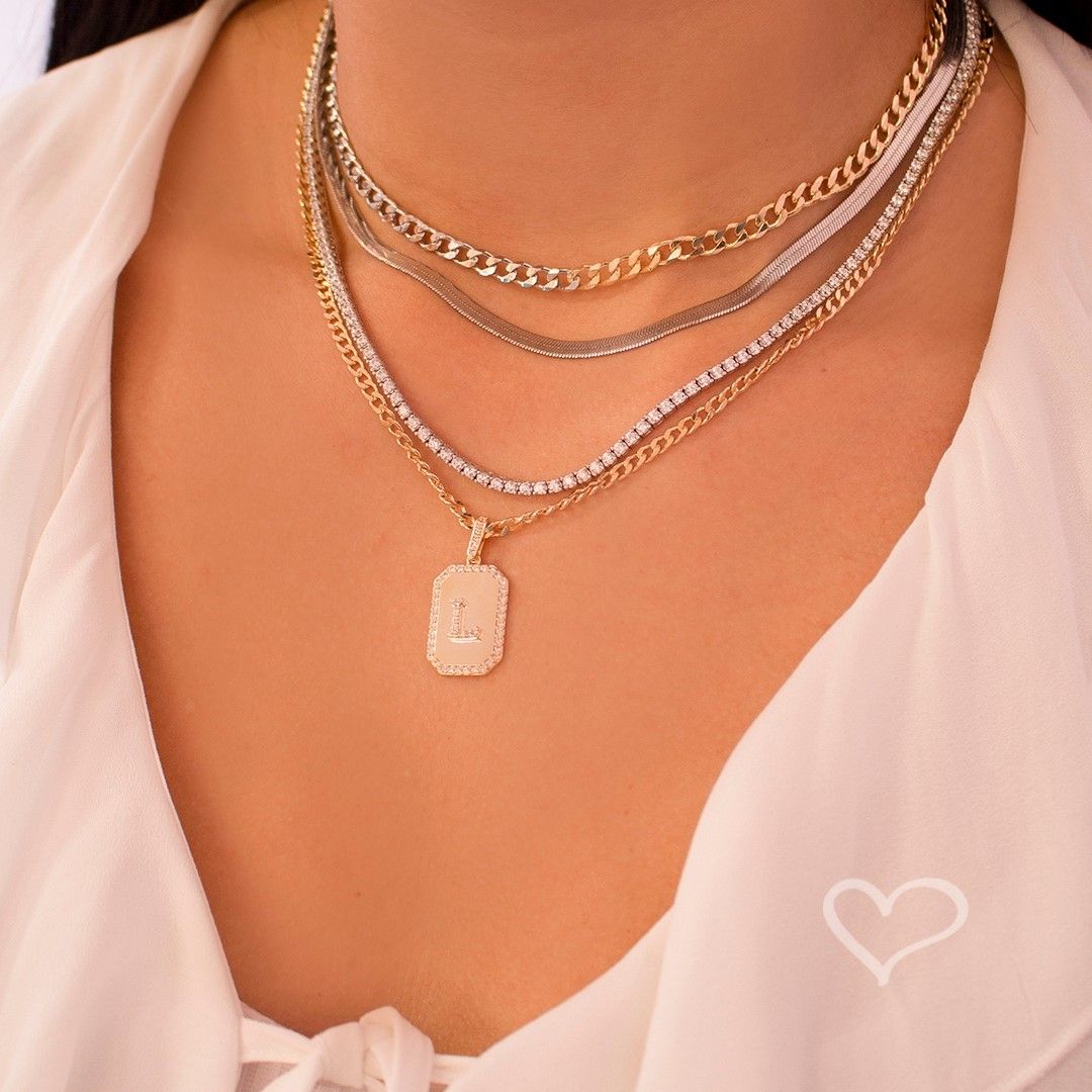 Colar Riviera Eugene 45 cm Zircônias Prata 925 Banhado em Ródio Branco