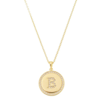 Colar Medalha Thassia Letra Nome Zircônias Folheado a Ouro 18k
