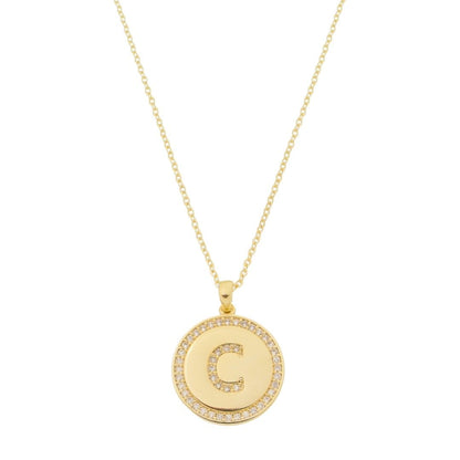 Colar Medalha Thassia Letra Nome Zircônias Folheado a Ouro 18k