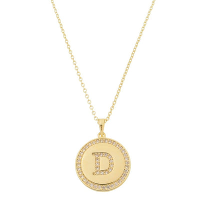Colar Medalha Thassia Letra Nome Zircônias Folheado a Ouro 18k