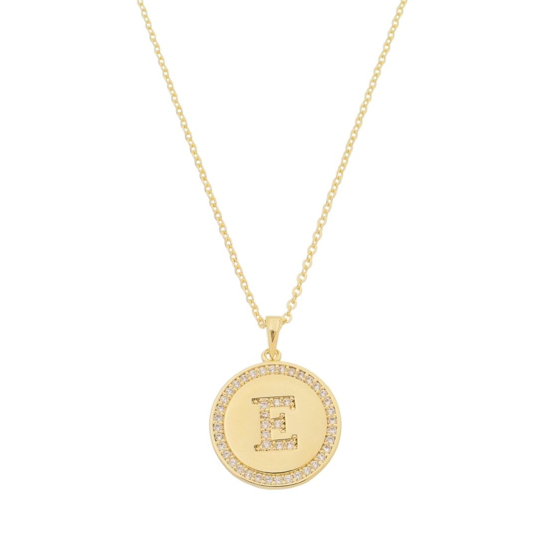 Colar Medalha Thassia Letra Nome Zircônias Folheado a Ouro 18k
