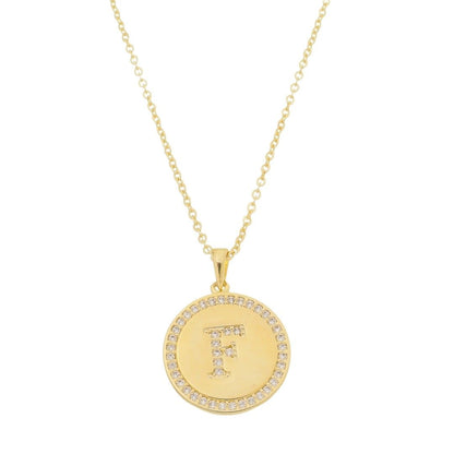 Colar Medalha Thassia Letra Nome Zircônias Folheado a Ouro 18k