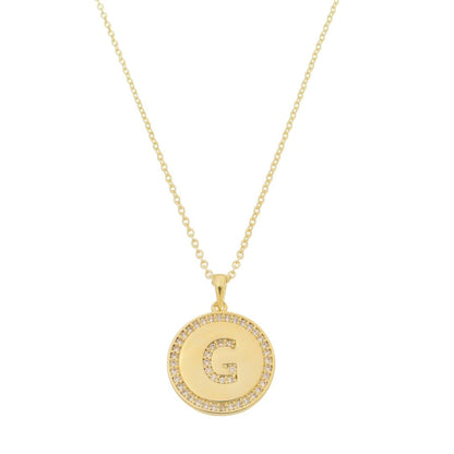 Colar Medalha Thassia Letra Nome Zircônias Folheado a Ouro 18k