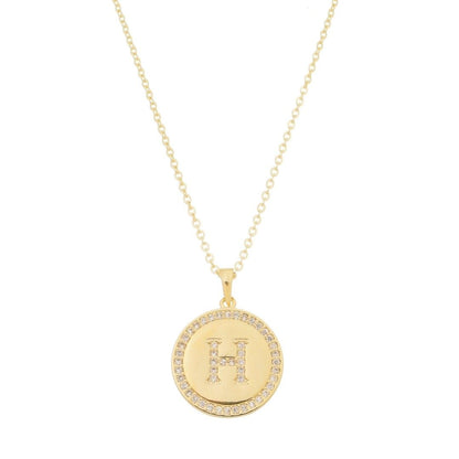 Colar Medalha Thassia Letra Nome Zircônias Folheado a Ouro 18k