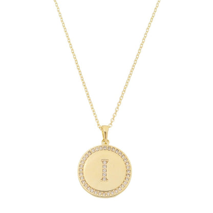 Colar Medalha Thassia Letra Nome Zircônias Folheado a Ouro 18k