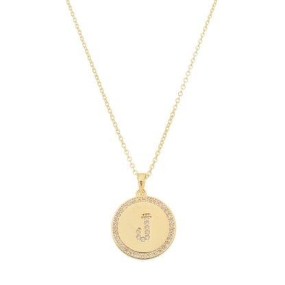 Colar Medalha Thassia Letra Nome Zircônias Folheado a Ouro 18k