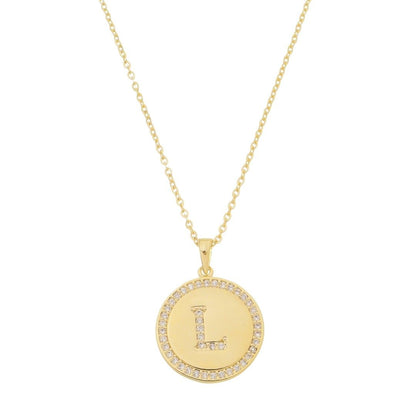 Colar Medalha Thassia Letra Nome Zircônias Folheado a Ouro 18k
