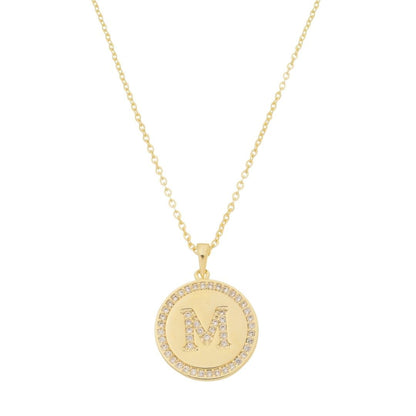 Colar Medalha Thassia Letra Nome Zircônias Folheado a Ouro 18k