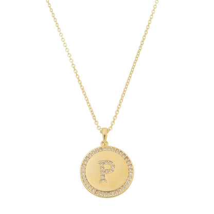 Colar Medalha Thassia Letra Nome Zircônias Folheado a Ouro 18k