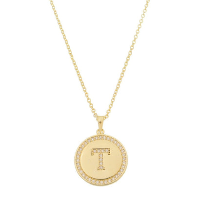 Colar Medalha Thassia Letra Nome Zircônias Folheado a Ouro 18k