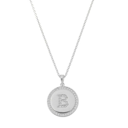 Colar Medalha Thassia Letra Nome Zircônias Folheado em Ródio Branco