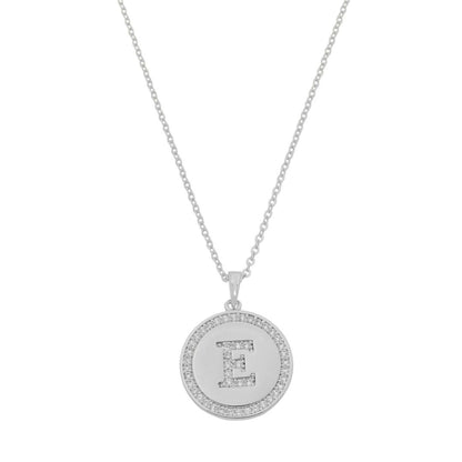 Colar Medalha Thassia Letra Nome Zircônias Folheado em Ródio Branco