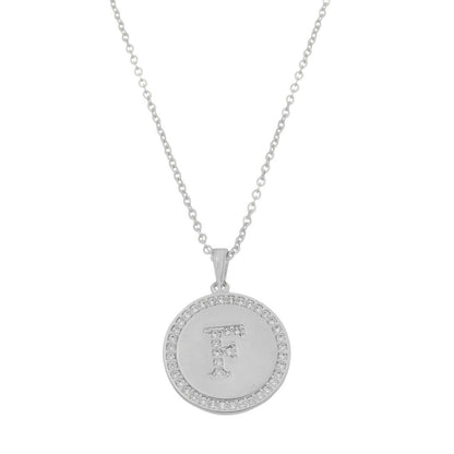Colar Medalha Thassia Letra Nome Zircônias Folheado em Ródio Branco