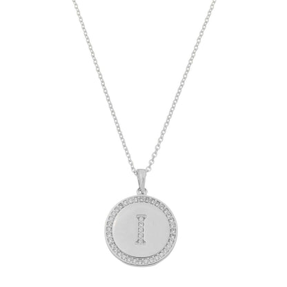 Colar Medalha Thassia Letra Nome Zircônias Folheado em Ródio Branco