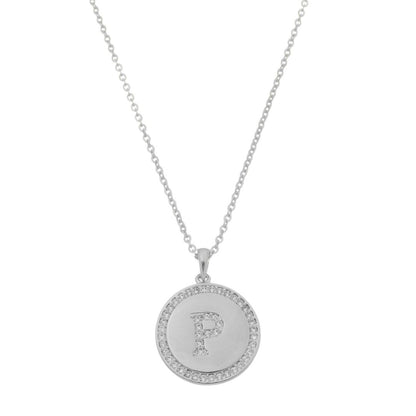Colar Medalha Thassia Letra Nome Zircônias Folheado em Ródio Branco