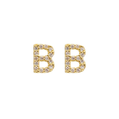 Brinco Mini Letra Inicial Zircônias Folheado a Ouro 18k