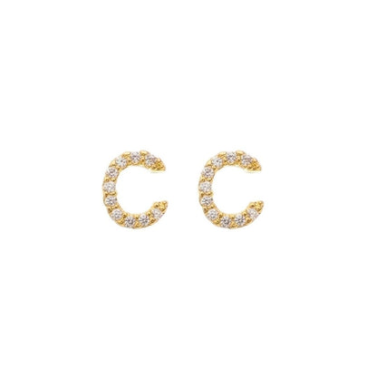 Brinco Mini Letra Inicial Zircônias Folheado a Ouro 18k