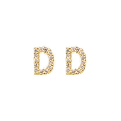 Brinco Mini Letra Inicial Zircônias Folheado a Ouro 18k