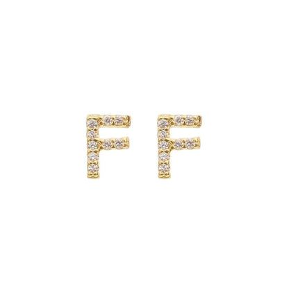 Brinco Mini Letra Inicial Zircônias Folheado a Ouro 18k