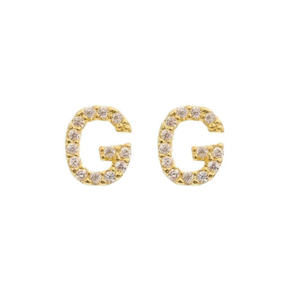 Brinco Mini Letra Inicial Zircônias Folheado a Ouro 18k