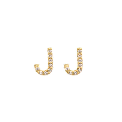 Brinco Mini Letra Inicial Zircônias Folheado a Ouro 18k
