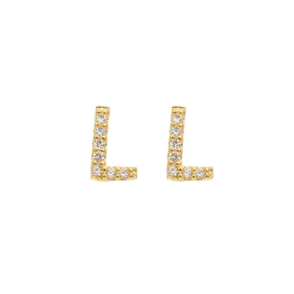 Brinco Mini Letra Inicial Zircônias Folheado a Ouro 18k