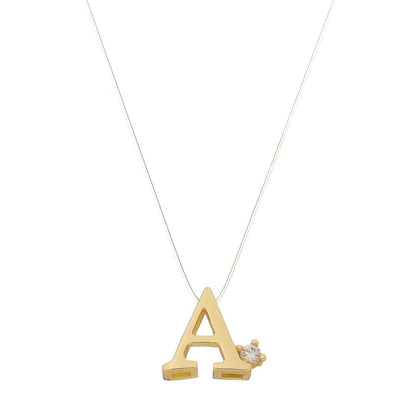 Choker Fio de Nylon Letra Inicial Zircônia Folheada a Ouro 18k