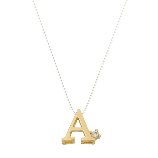 Choker Fio de Nylon Letra Inicial Zircônia Folheada a Ouro 18k