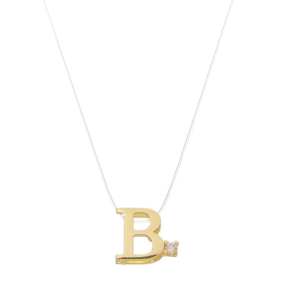 Choker Fio de Nylon Letra Inicial Zircônia Folheada a Ouro 18k