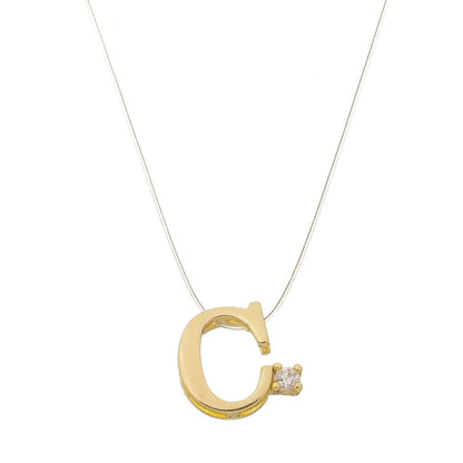 Choker Fio de Nylon Letra Inicial Zircônia Folheada a Ouro 18k