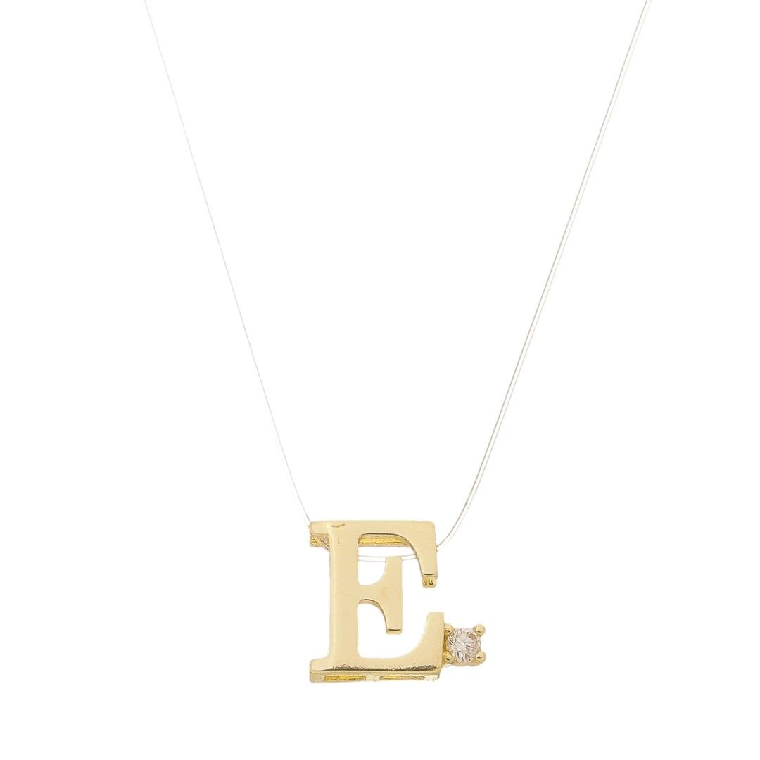 Choker Fio de Nylon Letra Inicial Zircônia Folheada a Ouro 18k