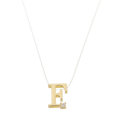 Choker Fio de Nylon Letra Inicial Zircônia Folheada a Ouro 18k