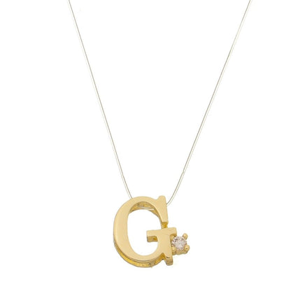Choker Fio de Nylon Letra Inicial Zircônia Folheada a Ouro 18k