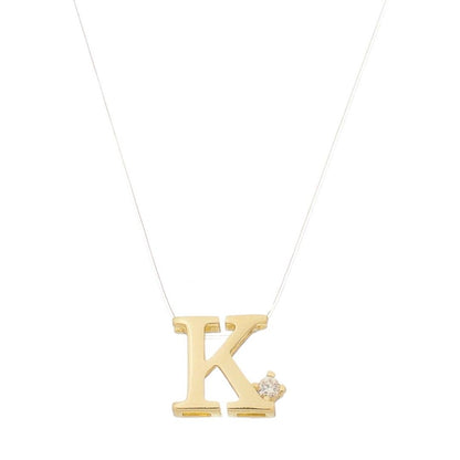 Choker Fio de Nylon Letra Inicial Zircônia Folheada a Ouro 18k