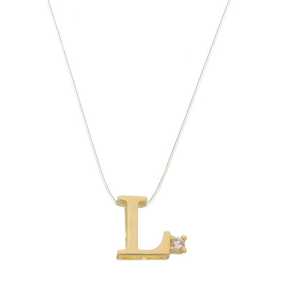 Choker Fio de Nylon Letra Inicial Zircônia Folheada a Ouro 18k