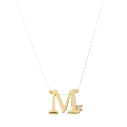 Choker Fio de Nylon Letra Inicial Zircônia Folheada a Ouro 18k