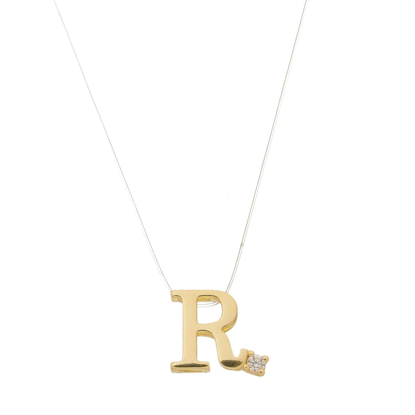 Choker Fio de Nylon Letra Inicial Zircônia Folheada a Ouro 18k