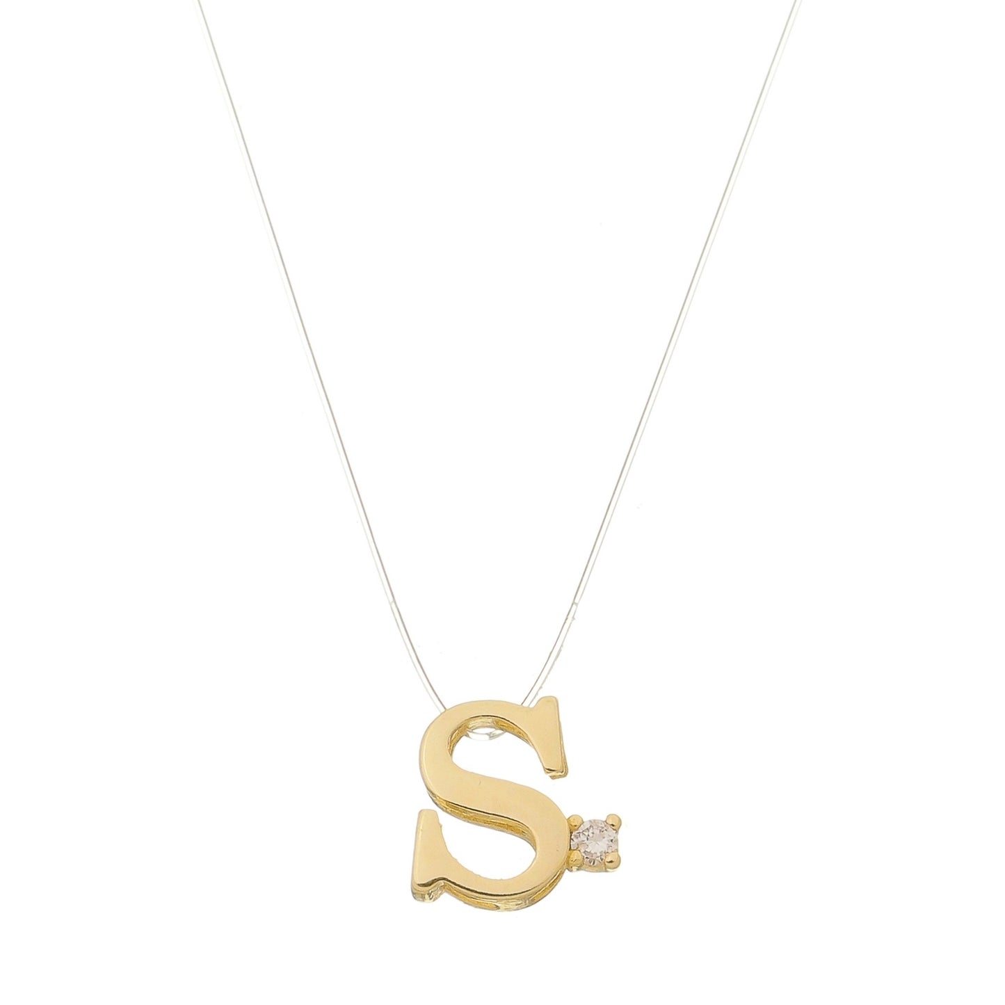 Choker Fio de Nylon Letra Inicial Zircônia Folheada a Ouro 18k