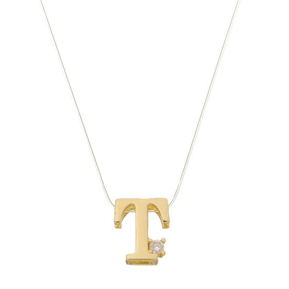 Choker Fio de Nylon Letra Inicial Zircônia Folheada a Ouro 18k