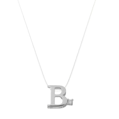 Choker Fio de Nylon Letra Inicial Zircônia Folheada em Ródio Branco
