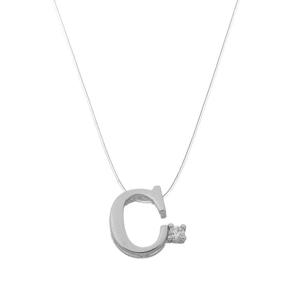 Choker Fio de Nylon Letra Inicial Zircônia Folheada em Ródio Branco
