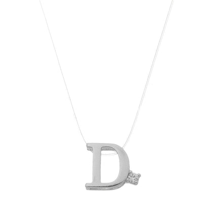 Choker Fio de Nylon Letra Inicial Zircônia Folheada em Ródio Branco
