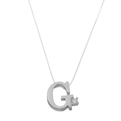 Choker Fio de Nylon Letra Inicial Zircônia Folheada em Ródio Branco