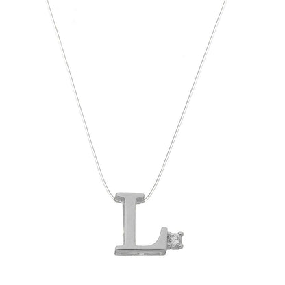 Choker Fio de Nylon Letra Inicial Zircônia Folheada em Ródio Branco