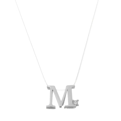 Choker Fio de Nylon Letra Inicial Zircônia Folheada em Ródio Branco