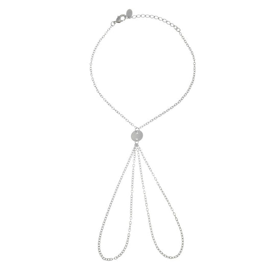 Pulseira de Mão Soraia Mini Medalhas Folheada em Ródio Branco