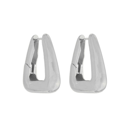 Brinco Argola Triangular Emily G Folheado em Ródio Branco